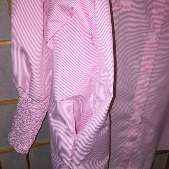 Women's Size 2XL Pink nWhite Pin Striped Polyester Blouse Unbranded NWOT - Picture 4 of 6